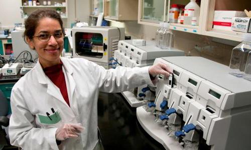 National Center for Toxicological 研究 scientist processing a microarray to measure and assess the level of genes found in a tissue sample